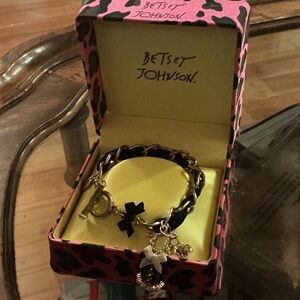 Betsey Johnson Black and Gold Vintage Corset Charm Bracelet